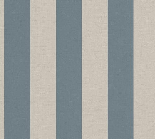 A.S. Création Tapete Streifen Blau Braun - Tapete Tapete Landhausstil 386651 - Vliestapete Wohnzimmer modern - 10,05m x 0,53m - Made in Germany