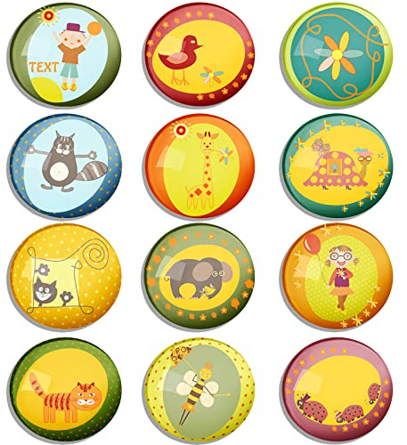 Berkin Arts 12pcs Cute Round Crystal Glass Strong Magnetic Refrigerator Magnet Fridge Sticker Plasticien Papier Colle Package Cover Nursery