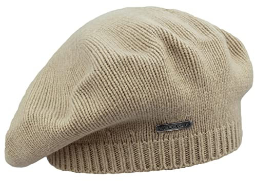 MELEGARI Strickmütze | Damen | 100% Kaschmir | Stresa Beret | Made in Italy, Dunkelbeige