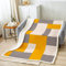 Kuscheldecke 150x180 cm 3D Geometrische Muster, Wolldecke Gelb Grau Flauschige Fleecedecke, Warme Sherpa Decke Wohndecke Sofadecke, für Tagesdecke Blanket Couchdecke