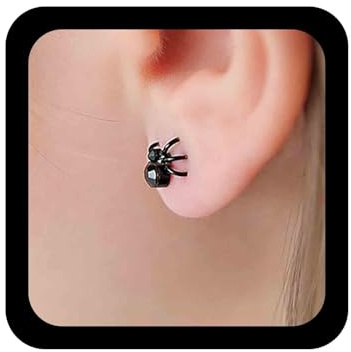 Allereya Vintage Schwarze Spinne Ohrringe Punk Spinne Ohrstecker Schwarz Onyx Spinne Minimal Ohrringe Tier Gruselig Ohrstecker Schmuck Für Frauen Und Mädchen
