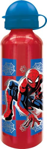 Marvel Gourde rouge pour enfants en aluminium Spiderman Homme Araignée 530 ml avec bec et bouchon de sécurité