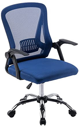 Panana Office Chair Mesh Back Ergonomic Desk Chair with Flip-up Armrest Executive Swivel Computer Chair (Blue)
