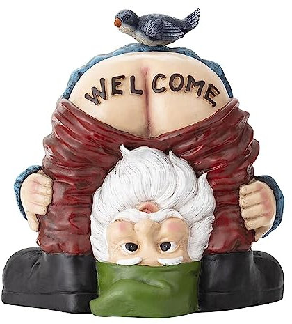 Lambo Décorations De Gnomes pour Cour, Figurines De De Bienvenue Ornements De Pelouse Statue De sur Le Poirier,Ornements De Nains De Jardin Amusants De Style Conte De Fées