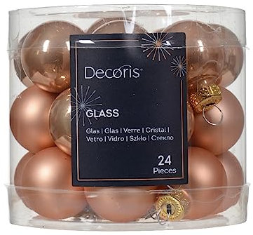 Weihnachtskugeln Glas 25mm x 24 Stück Mini Christbaumkugeln Spiegelbeeren Prickelndrosa