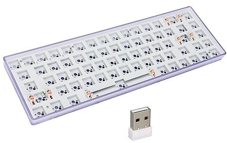 XTevu Custom Gaming Keyboard Modular Mechanical Keyboard ABS DIY Mechanical Keyboard Kit 68 Keys 2.4G Wireless 65 Percent Layout Switch(Purple)
