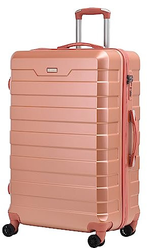 Hard Shell PC Carry on Cabin Approved 20'' Lightweight Suitcase Luggage Trolley with 4 Spinner Wheels TSA Combination Lock Suitcase Approved by Over 100+ Airlines (Rose Gold)