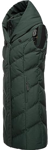 Ragwear Damen knielange Winter-Steppweste Natalka Vest mit großer Kapuze | Länge: knielang | Wärmegrad 3 von 3 – warm gefüttert | wasserdicht, 11.000 mm Wassersäule | leicht und tailliert