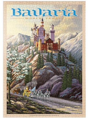 MyPuzzle Neuschwanstein Castle, Germany - Whispers of Winter's Fantasy, Vintage Travel Poster - Premium 1000 Teile Puzzle - MyPuzzle Sonderkollektion von Havana Puzzle Company