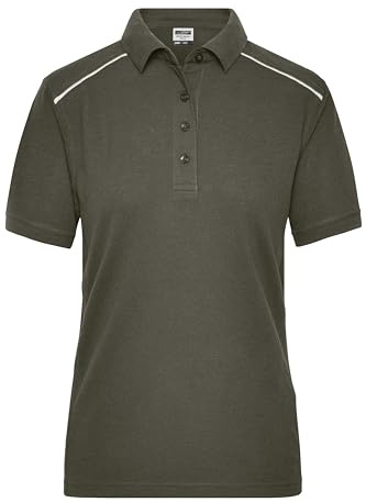James & Nicholson Damen Workwear Polo Materialmix - Leicht tailliertes Poloshirt in hochwertiger Verarbeitung | Farbe: olive | Grösse: XL