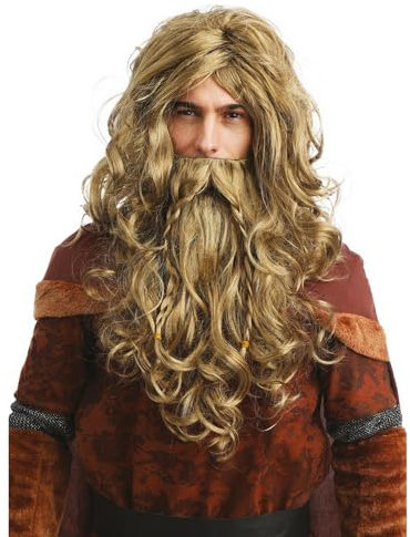 P'TIT CLOWN - 23290 - Wikinger Perücke und Bart Luxus - Viking's Wig - Kostümzubehör für Karneval, Mottopartys, Kostümpartys, Halloween - Synthetisches Haar - Erwachsene Männlich
