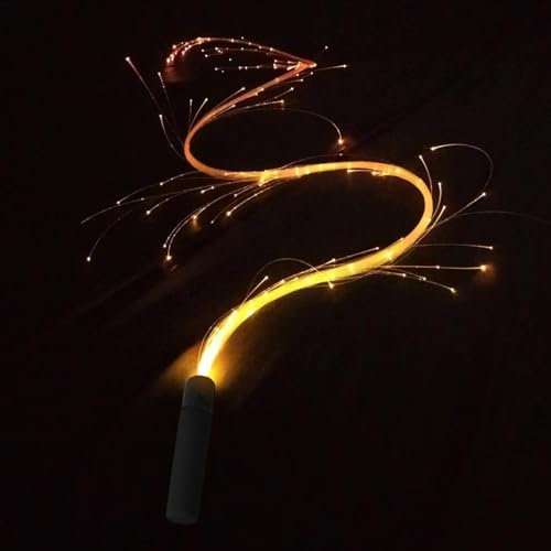 Frusta in Fibra Ottica - Frusta da Ballo illuminata | Frusta a incandescenza Portatile in Fibra Ottica con Rotazione a 360°, Batteria Ricaricabile illuminata a LED per Feste per spettacoli