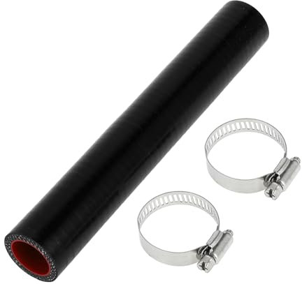X AUTOHAUX 1 lot de 22 mm ID 200 mm de longueur 0 degrés noir rouge tuyau en silicone de voiture avec colliers de serrage tuyau de refroidissement universel