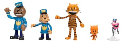 Dog Man Movie Action Figures Multipack Set by Jakks Pacific, Includes 6.3 cm Articulated Scale Figures - Inspired by the Dog Man Movie Toys, Lil Petey, Petey, Chief, and Flippy!