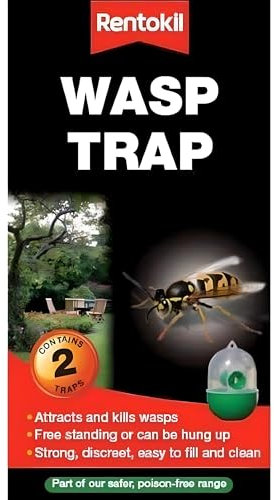 AMK® Rentokil Wasp Trap Twin Pack Attracts & Kills Wasps Prevents Repeat Infestation Suitable For Inaccessible Nests Insects Outdoor Garden Use Lasting Protection Low Odour Pest Control Poison Free