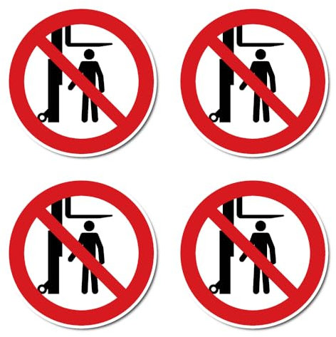 Havati - Ne pas placer sous un chariot élévateur - Panneau d'interdiction - Autocollant ronds de 7,5 cm, Pack de 4 - Vinyle - Intérieur/Extérieur, Permanent, Avertissement