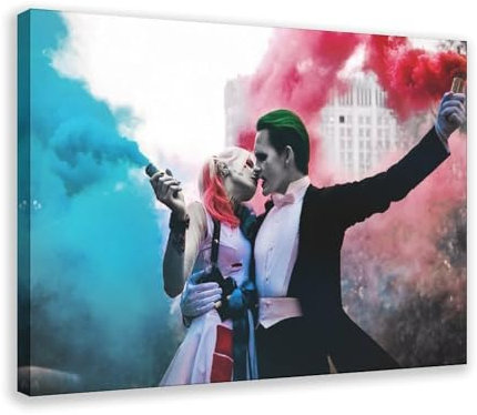 Filmposter Harley Quinn und Joker auf Leinwand, Schlafzimmer, Landschaft, Büro, Raumdekoration, Geschenk, 40 x 60 cm