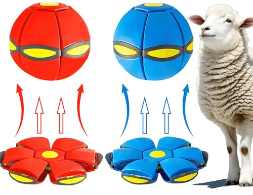 OOXYG 2 bolas de platillo volador para perros, bola de platillo volador de juguete para mascotas, bola de juguete de disco volador para perros, bola de disco portátil para perros, sin luces, juegos al