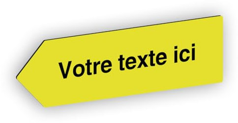 Flèche directionnelle gravée autocollante personnalisable, Plaque signalétique orientation Gauche – jaune - format 20x6