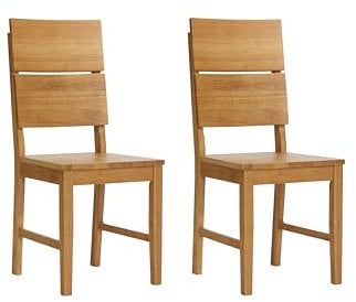 Woodroom Kota 2er Stuhl-Set – Massivholz Hevea, Eiche lackiert & pflegeleicht, Moderne Küchen- & Esszimmerstühle im schlichten Design