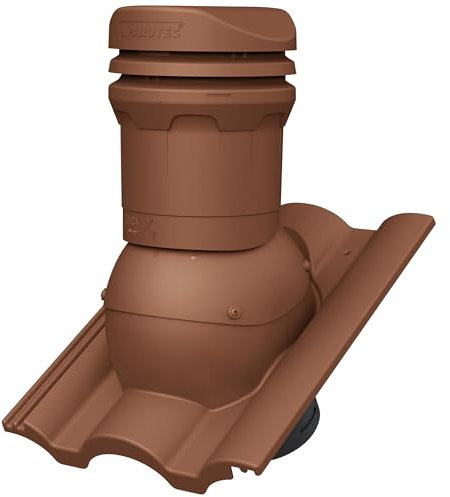 Parotec Entlüftungskamin DN 125 mm – niedrige 325 mm – passiv Dachlüfter für BRAAS TAUNUS Dachziegel – Dachentlüftung | Lüftungsziegel Schwerkraftlüftung – RAL 8004 Ziegelrot