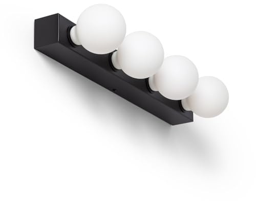 LEDKIA Wandleuchte Metall Badezimmer 4 Strahler Aizkra Schwarz