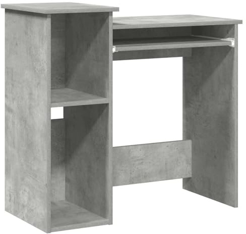 vidaXL Desk with Shelves Concrete Grey 84x40x78 cm Engineered Wood