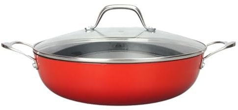 LAGUIOLE, Sauteuse en Fonte Rouge 5.5L - Rétention de Chaleur Optimale, Léger et Durable, Antiadhésif, Entretien Facile, Tous Feux, Induction, 100% Fonte, 5,5 L, Rouge