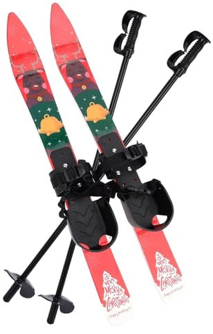 KFRNXNEWQ Kinder-Anfänger-Schnee, Wintersport, Skifahren, Langlauf, Hinterhof-Ski-Set for Skier mit Stöcken und Bindungen im Alter von 3–4 Jahren