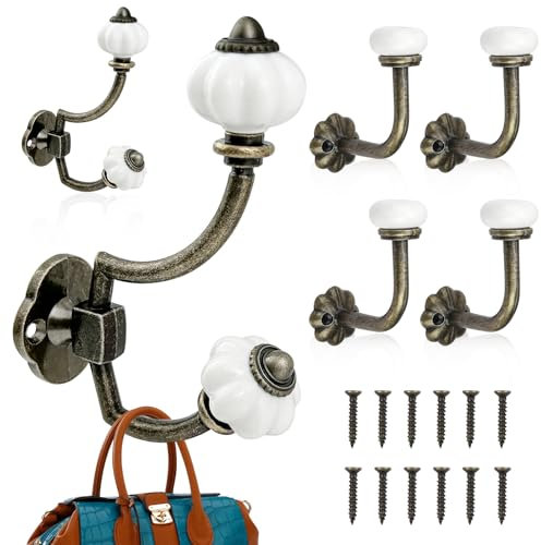 xianzhanEU 6 ganci appendiabiti vintage, in ceramica, colore bronzo, per camera da letto, soggiorno, bagno, cucina