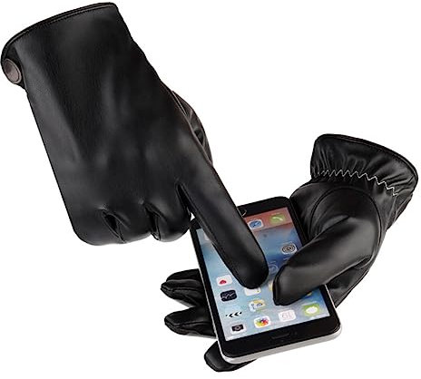 DEARMAMY Warme Pu-Handschuhe mit Touchscreen-Funktion für Fahrradfahrer Winterhandschuhe zum Schutz vor Kälte bei Outdoor-aktivitäten