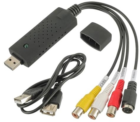 EPLZON Convertitore vhs in digitale USB 2.0 Audio Video Grabber Card Converter, Convertitore VHS In Digitale, Convertitore da VHS a USB Per PC, Video, DVD, Windows XP 10/8/7