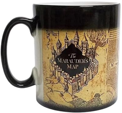 ruehalf Tasse Magique à Changement de Couleur 330 ML - Carte du Maraudeur - Motif Thermo-activé - Cadeau Amusant for Les Fans