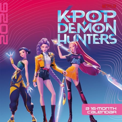 K-POP Demon Hunters 2026 16-Monatskalender, quadratisch, 30 x 30 cm, offizielles Lizenzprodukt von Pyramid International, K-Pop-Wandkalender mit atemberaubenden Kunstwerken und monatlichen Layouts