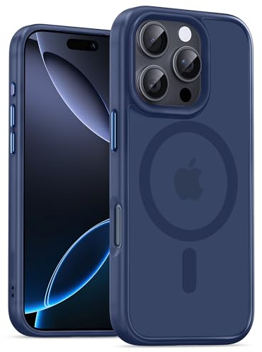 UNBREAKcable für iPhone 16 Pro Max Hülle für MagSafe, Vollständiger Kameraschutz, Eingebauter Magnetring, Stoßfest Kratzfest Transluzente Matt Handyhülle für iPhone 16 Pro Max 6,9 Zoll, Tiefblau