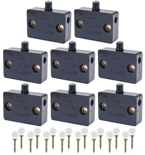 FACAIIO 8er-Pack Automatischer Schrank für Tür LED-Lichtschalter, normalerweise offener Kontaktschalter, ACDC-Lampen, weißschwarz