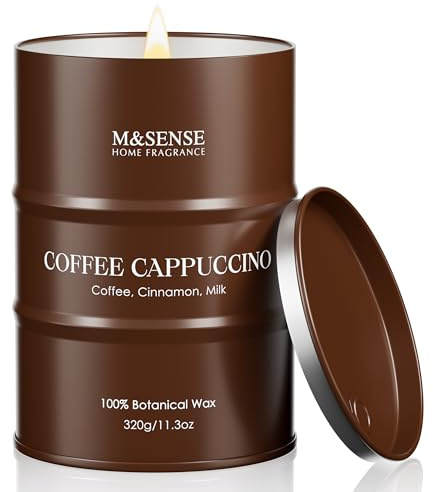 M&SENSE Kaffee Cappuccino Duftkerzen, Weihnachts Sojawachs, Weihnachtsdeko Kerze 320g 70 Stunden Lang anhaltende Brenndauer, Starker Kaffee Aromakerze Einzigartige Einweihungs- & Dankesgeschenke