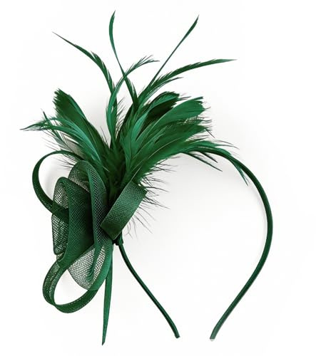 Chersun Fascinators for Women, Elegant Net Fascinator Wedding Hat Clip | Vintage Lace Feather Fascinators for Weddings, Fascinator for Wedding Cocktail Evening Garden Tea Party