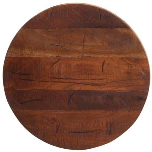 PUGYNBK Massive Altholz Tischplatte rund 50x2,5 cm, runde Ersatztischplatte aus recyceltem Teak, Mango, Kiefer oder Buche, rustikales Design für Essbereich, einfache Reinigung
