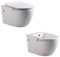 SANITARI WC VASO BIDET COPRIVASO TERRA O SOSPESI SOFT-CLOSE BAGNO SERIE COMPLETA TONDA (WC + COPRIVASO + BIDET, VERSIONE SOSPESA)