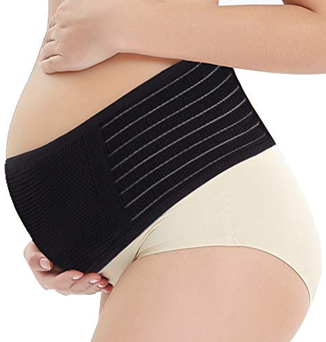 WANYI Ceinture Femme Enceinte 120CM Ceinture Grossesse de Soutien Lombaire et Abdominal-Ceinture de Maternité Soutien pour Nouvelle Mère Avant et Après Naissance Dimniuer la Douleur (Noir)
