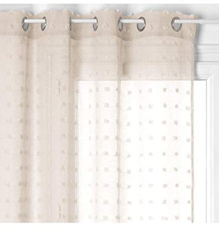 Atmosphera - Gardine Lily - beige - 140x240 cm - Leinen weiß