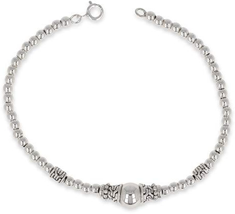 Armband mit Kugeln, Silber, rhodiniert, ethnisch.