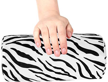 Beaupretty Zebra Stripe Nail Art Hand Cushion Half- for Comfortable Manicure Support Cover Sponge for Nail Technicians Home Use