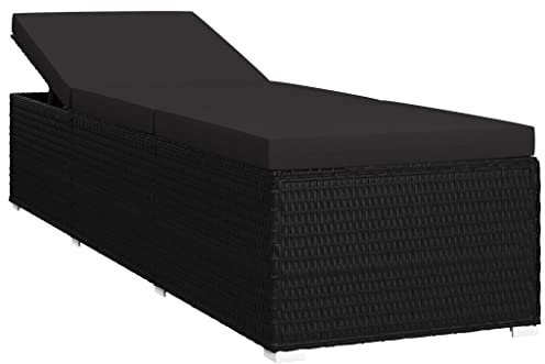 vidaXL Sonnenliege mit Auflage Poly Rattan Schwarz