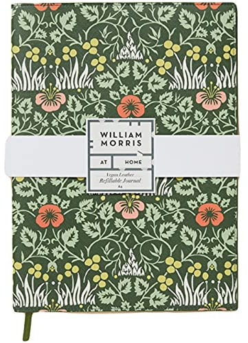 William Morris Notizbuch, A4, 100 linierte Seiten, nachfüllbarer Tagebuchblock, FSC-zertifiziertes Papier, veganes Leder, tolles Geschenk für Schriftsteller, Arbeit, Büro oder Schule