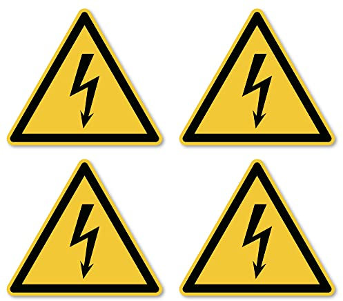 Warnung vor elektrischer Spannung: W012 - DIN EN ISO 7010 / ASR A1.3 - Aufkleber: 10 cm, 4 Stück