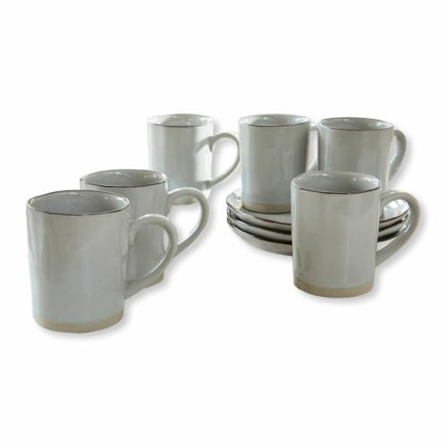 LOBERON Tasse 6er Set Biarré, grau | handgefertigt und glasiert, rustikaler Charme, spülmaschinenfest, Geschirr, Tischaccessoires, Tischdekoration, Steinzeug