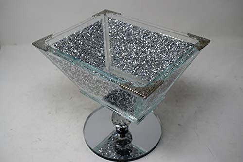 LondonMart Silver Glass Sparkle Crushed Diamond Kitchen Bowl Ornament Bling Gift | CRYSTALLIZED small Kitchen Fruit Bowl storage Organization