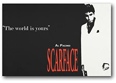 Movice Scarface Al Pacino Poster - The World Is Yours Painting On Canvas Wall Art Poster Scroll Picture Print Walls Decor Home Poster 20x30inch(50x75cm)